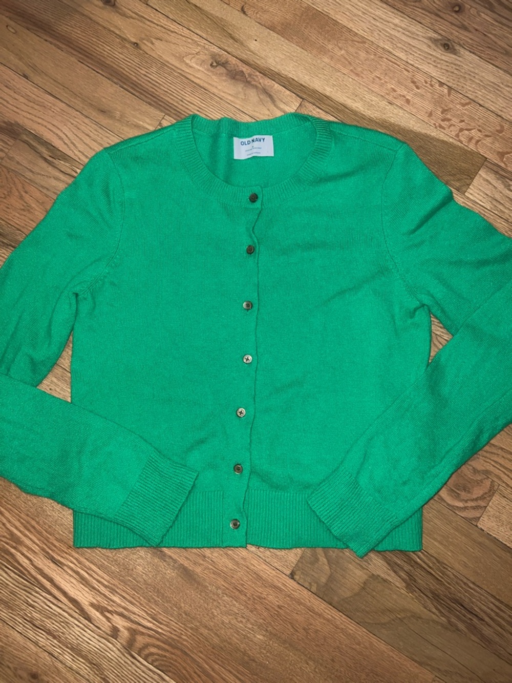 Old Navy Women’s Bright Green Crewneck Button Cardigan Size M